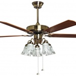 Quạt đèn chùm 5 cánh gỗ tự nhiên hiệu Mountain Air 52WE-1096