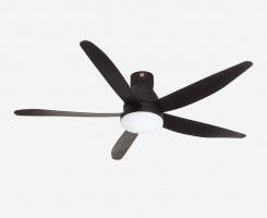 Quạt trần KDK có đèn 5 cánh màu đen ti ngắn U60FWS-BK